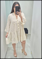 VESTIDO CORTO MADE IN ITALY 100% LINHO