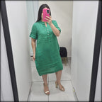 Vestido Corto Made In Italy 100% Lino