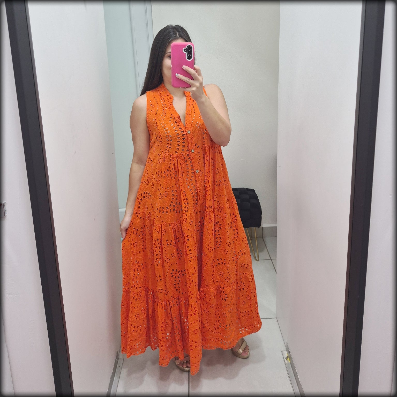 Vestido Largo Made In Italy Eyelet