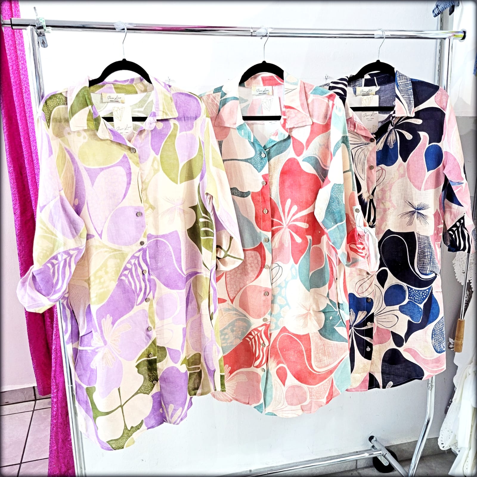 Vestido Estampado Made In Italy 100% Lino