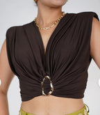 Crop Top Hebilla Made In Italy 90% Nylon 10% Elastico