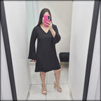 Vestido Corto Manga Larga Made In Italy 95% Polyerter 5% Elastane