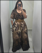 Jumpsuit 100% Lino Made In Italy Estampado