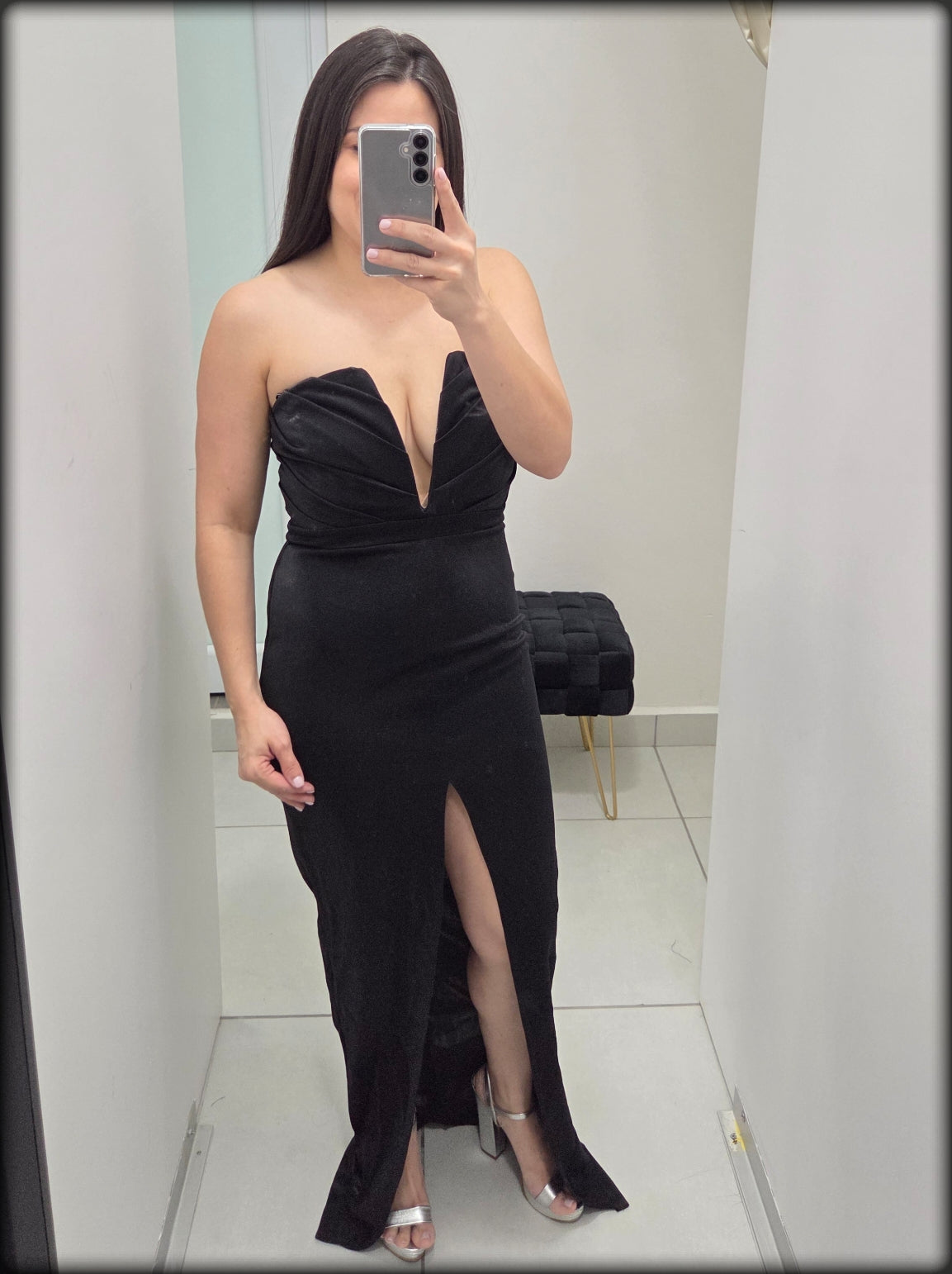 Vestido Largo Negro Strapless