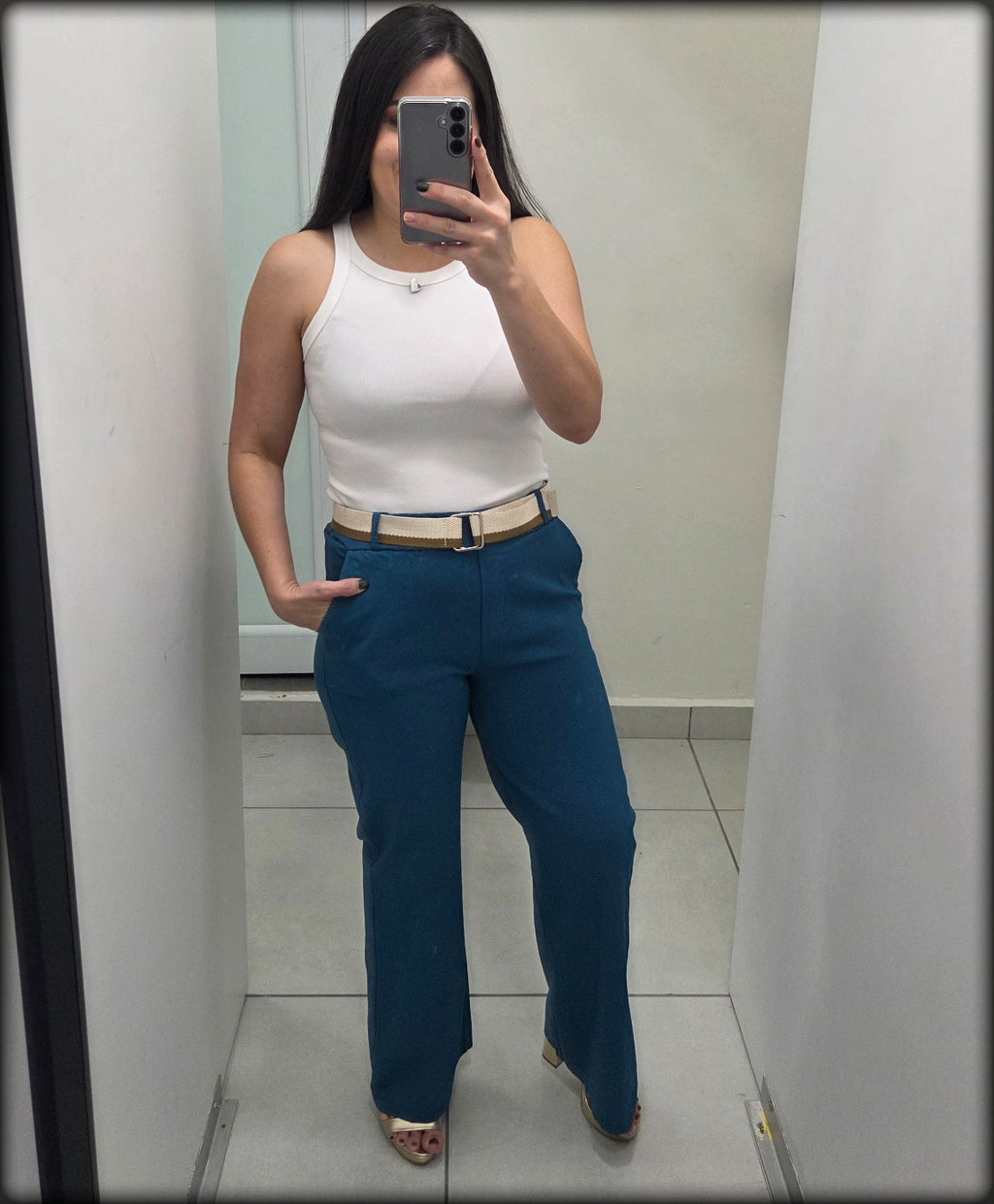 Pantalon Largo Made In Italy 75% Viscosa 20% Nylon