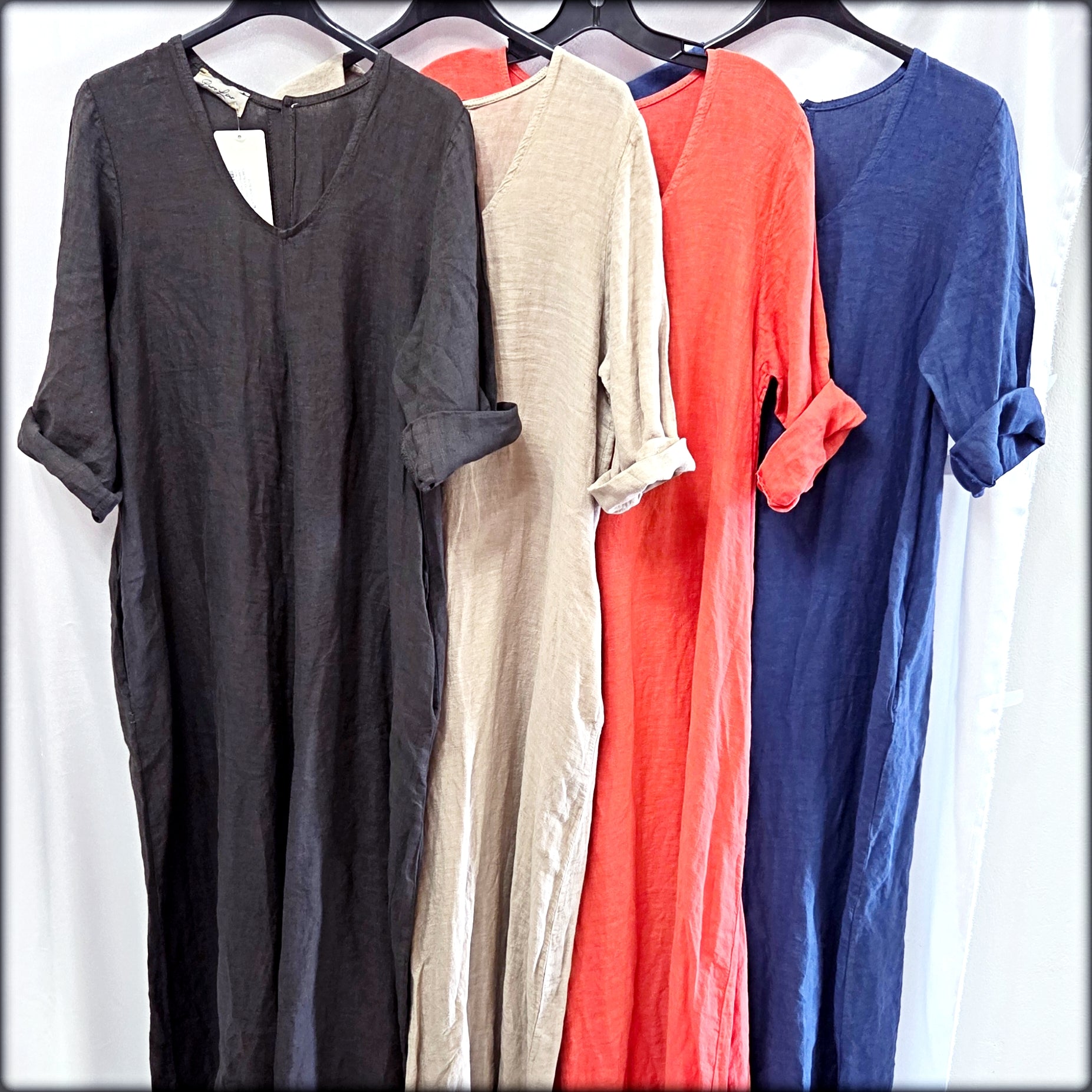 Jumpsuit Made In Italy 100% Lino con Manga