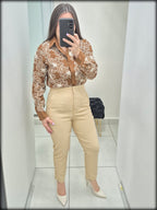 Blusa Manga Larga Bordada 86% Viscosa 14% Polyamide