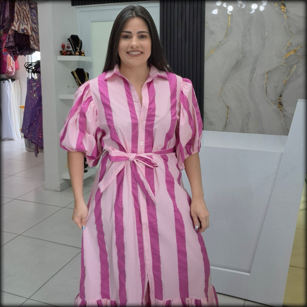 Vestido Largo Rayas Made In Italy