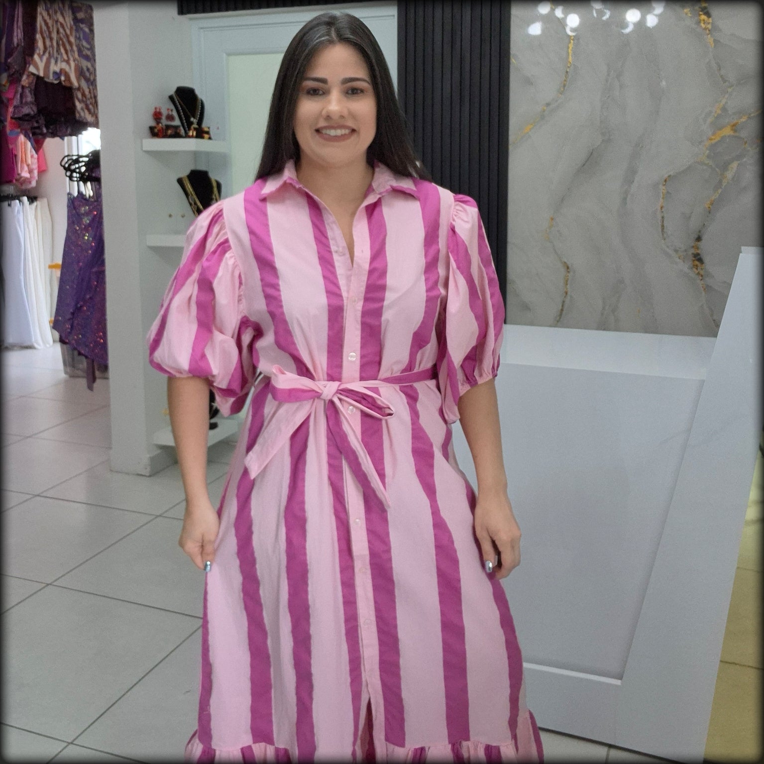 Vestido Largo Rayas Made In Italy