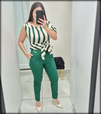 BLUSA DE IVORY DE RAYAS ROJAS O VERDES