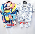 Blusa Estampada Made In Italy Manga Corta Botonos 50% Algodon 50% Polyester
