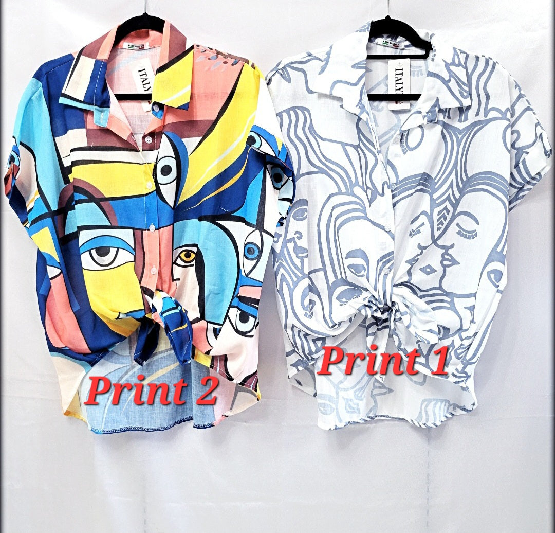 BLUSA MANGA CORTA ESTAMPADA MADE IN ITALY