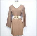 Vestido Corto Manga Larga Made In Italy 95% Polyerter 5% Elastane