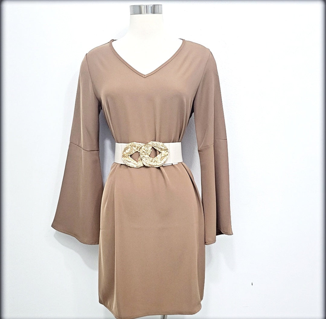 Vestido Corto Manga Larga Made In Italy 95% Polyerter 5% Elastane