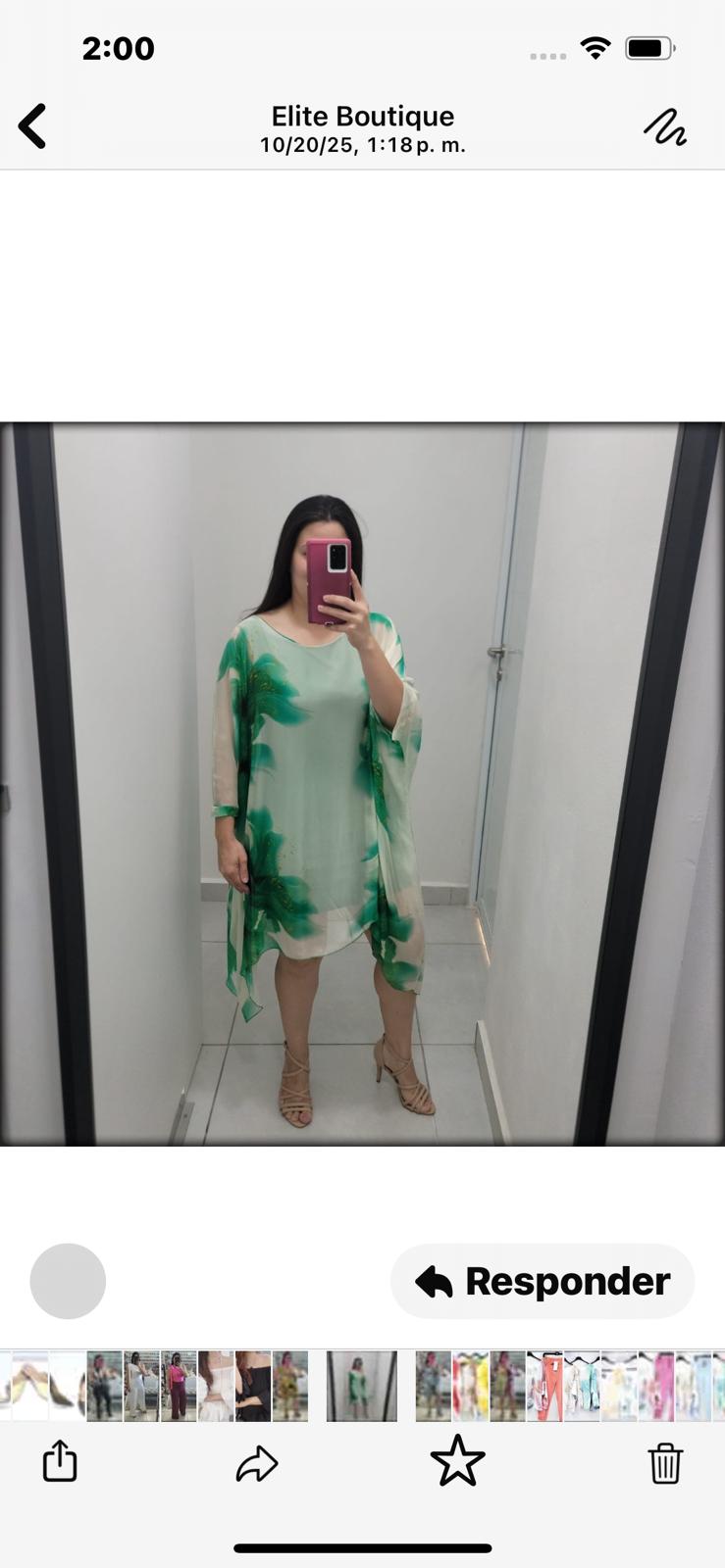 VESTIDO CORTO TUNICA ESTAMPADO MADE IN ITALY 70% VISCOSA 30% SEDA