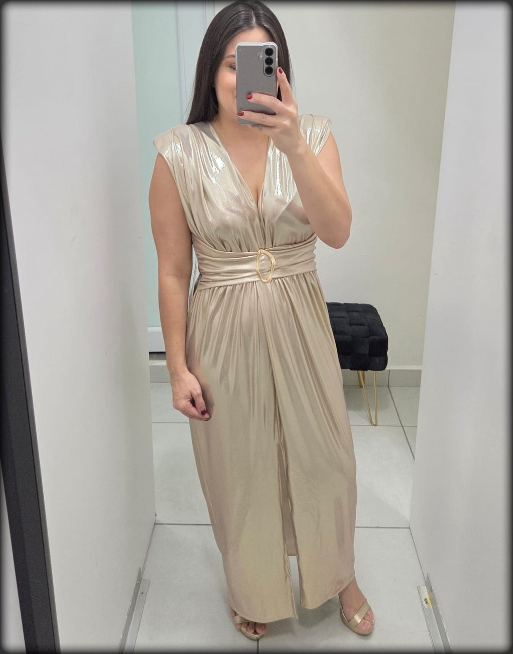 Vestido Largo Made In Italy 95% Polyester 5% Elastane