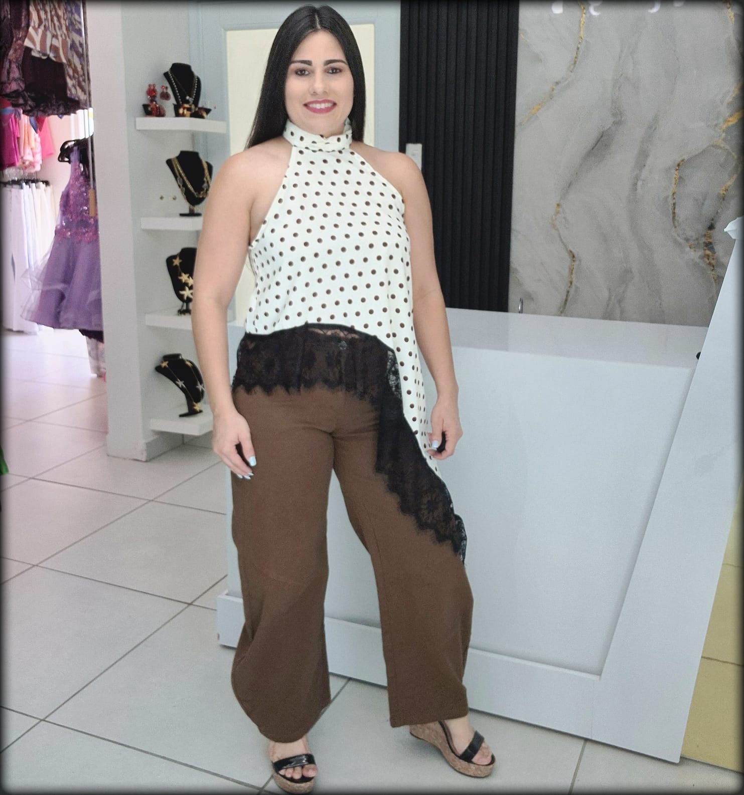 Blusa Asimétrica Polkadot Made In Italy