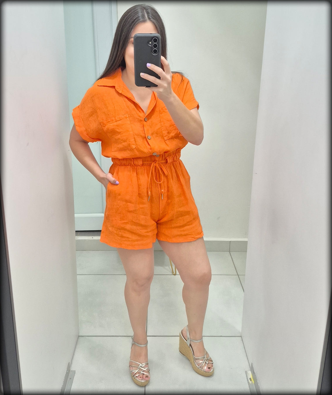 Romper 100% Lino Made In Italy Onesize