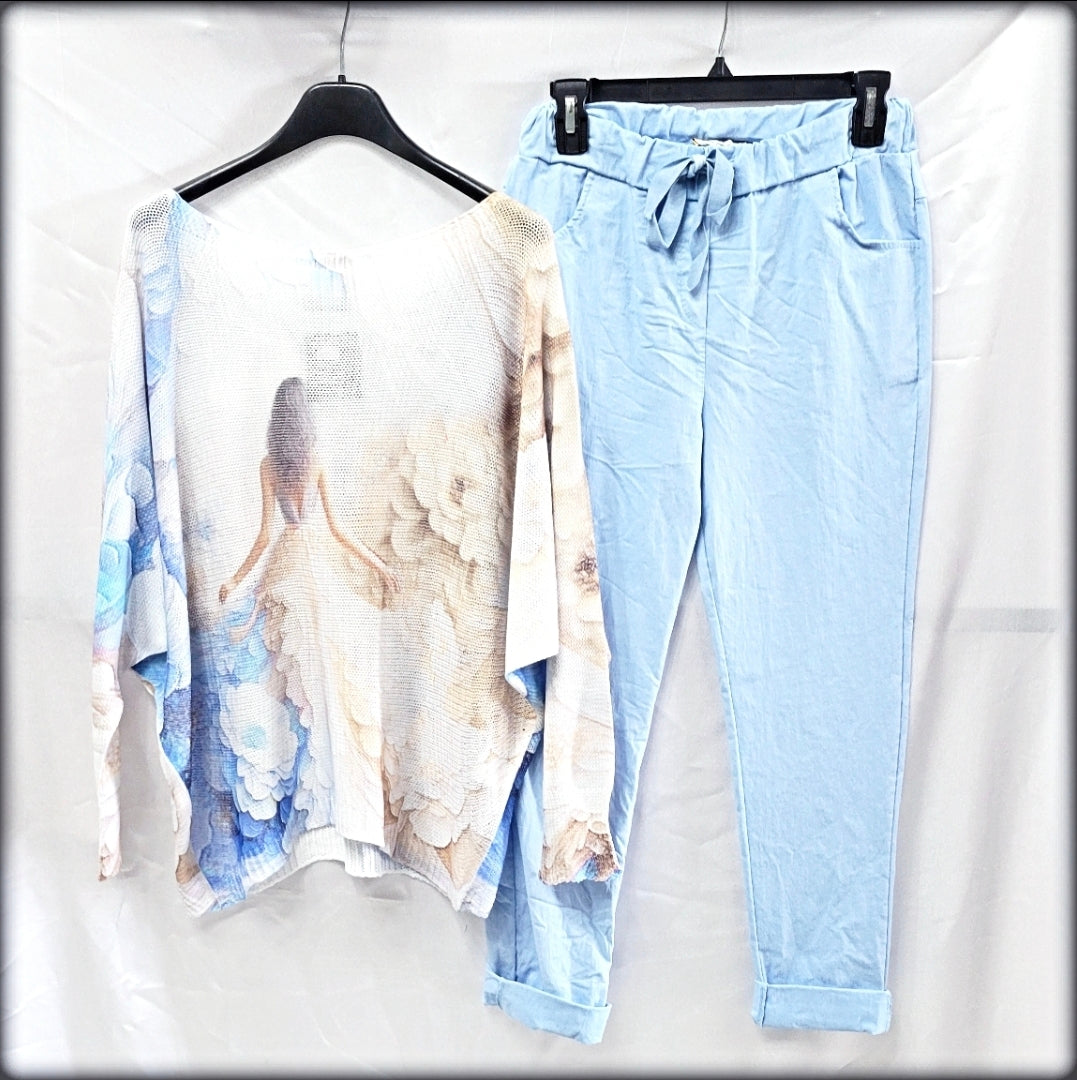 Blusa Manga Larga Made In Italy Estampada 50% Polyester 50% Cotton