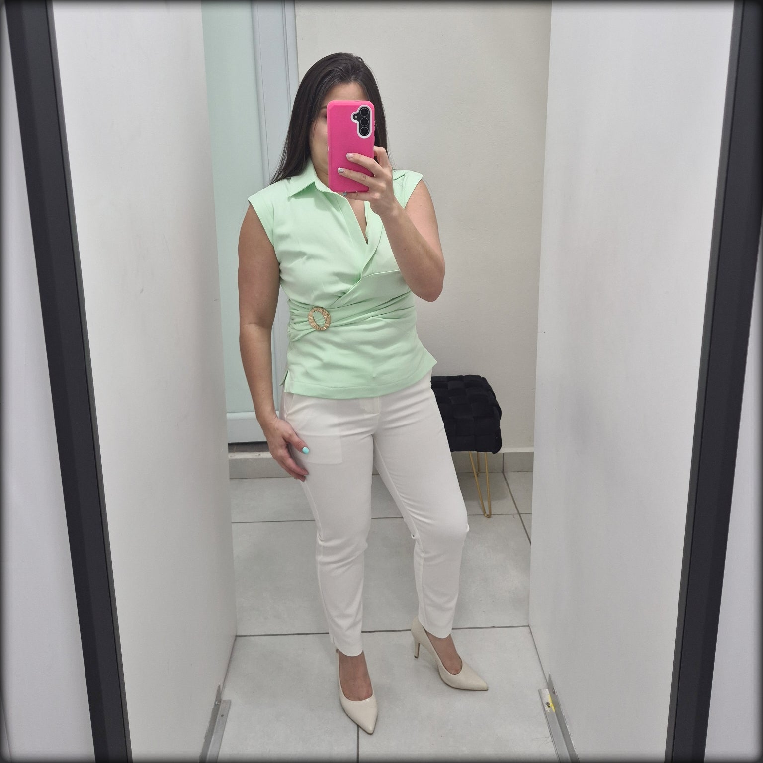 Blusa Menta Manga Corta