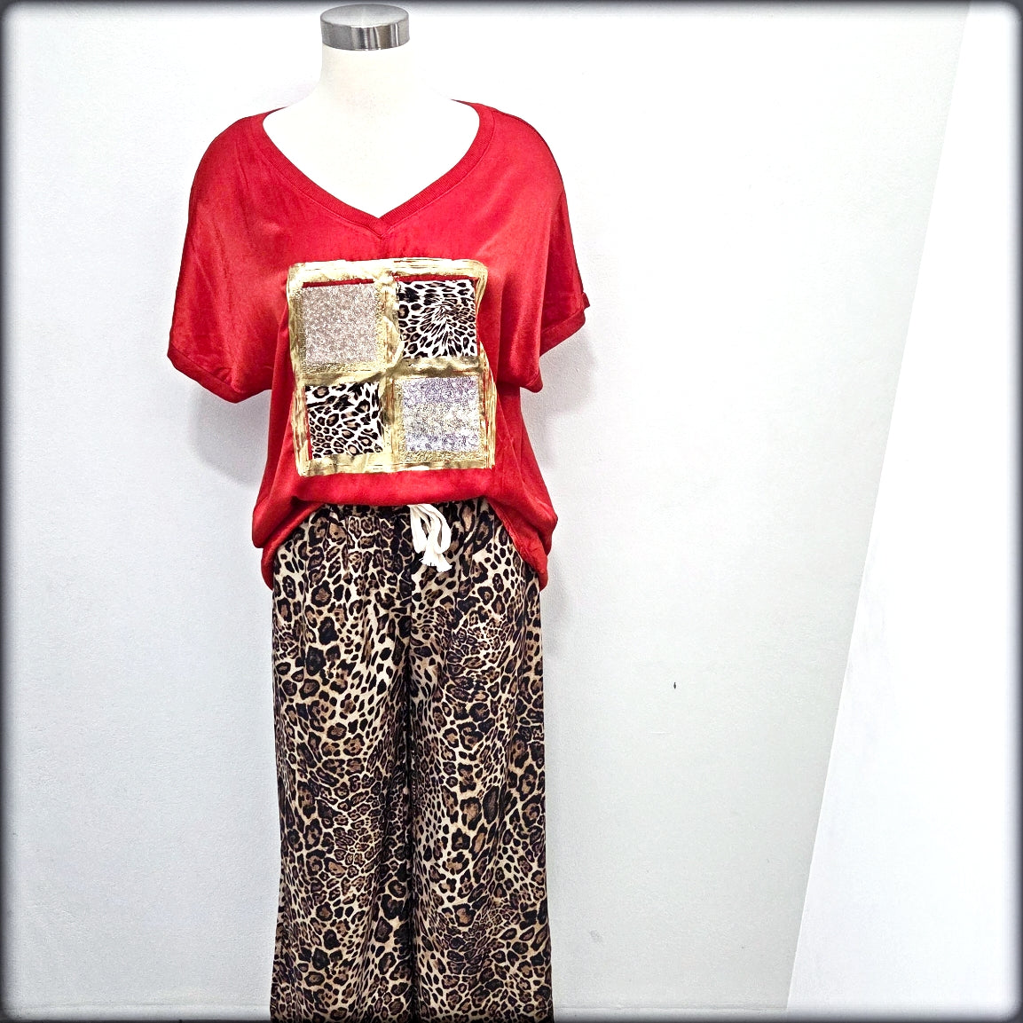Pantalon Largo Made In Italy Animal Print 95% Polyester 5% Elastan