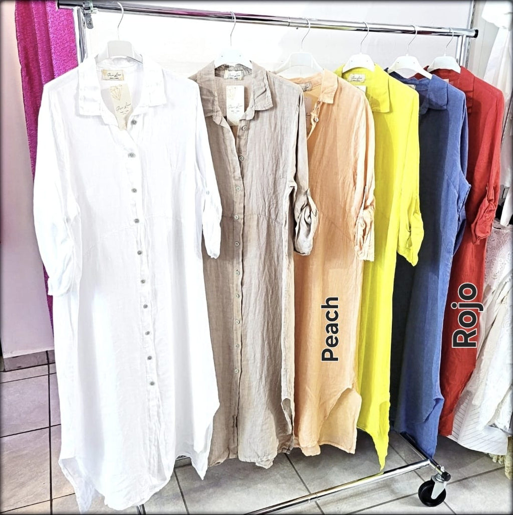Vestido Largo 100% Lino Onesize Made in Italy