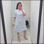 Vestido Corto Made In Italy 100% Lino