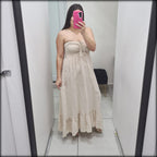Vestido Largo Strapless Made In Italy 100% Lino