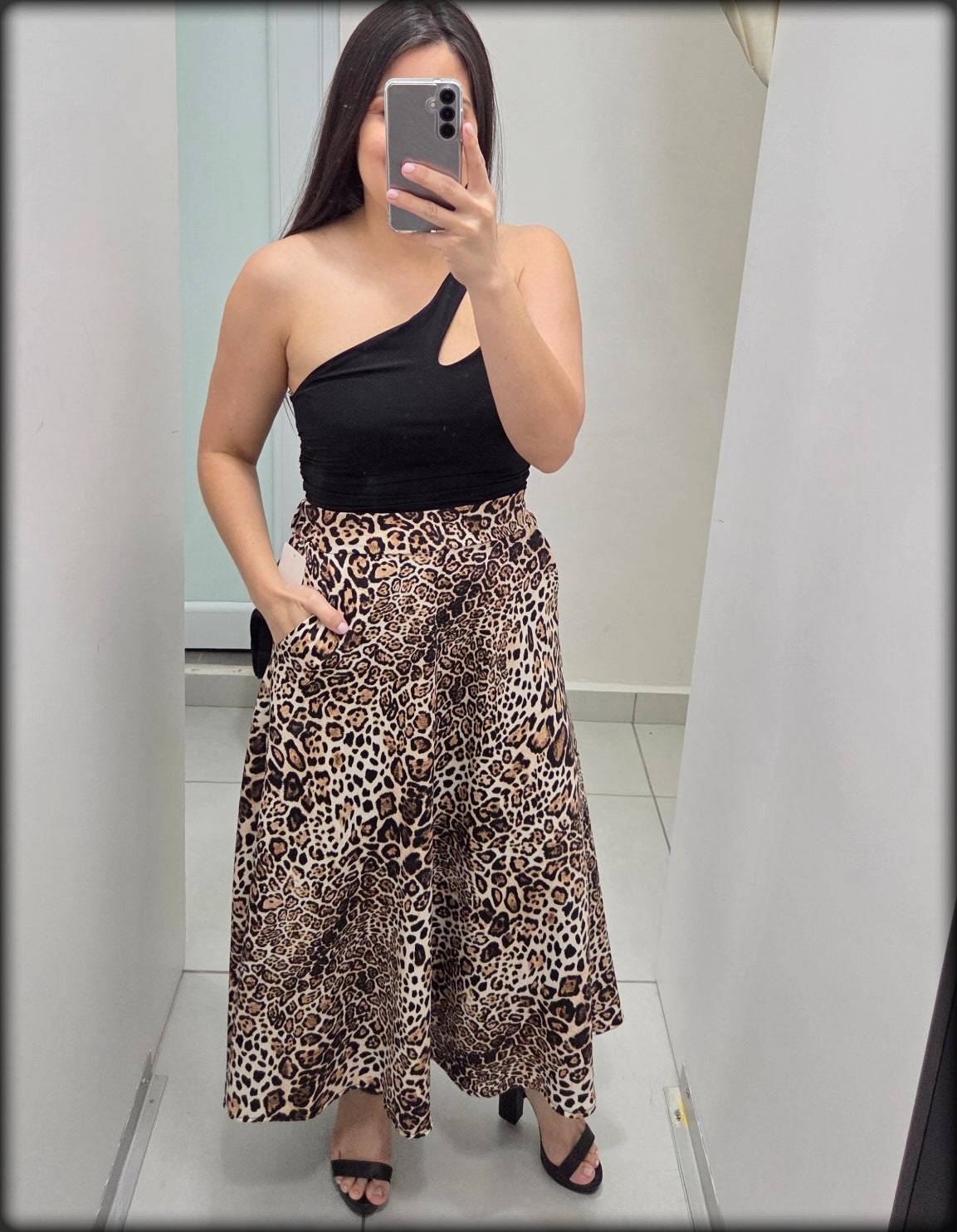 Falda Midi Made In Italy 95% Polyester 5% Elastan