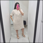 Vestido Corto Made In Italy 100% Lino