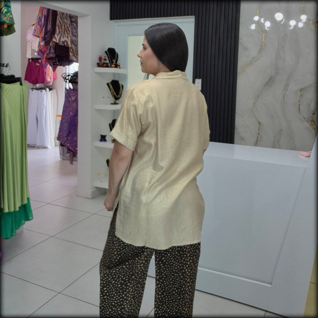 Blusa Manga Corta Made In Italy 100% Viscosa