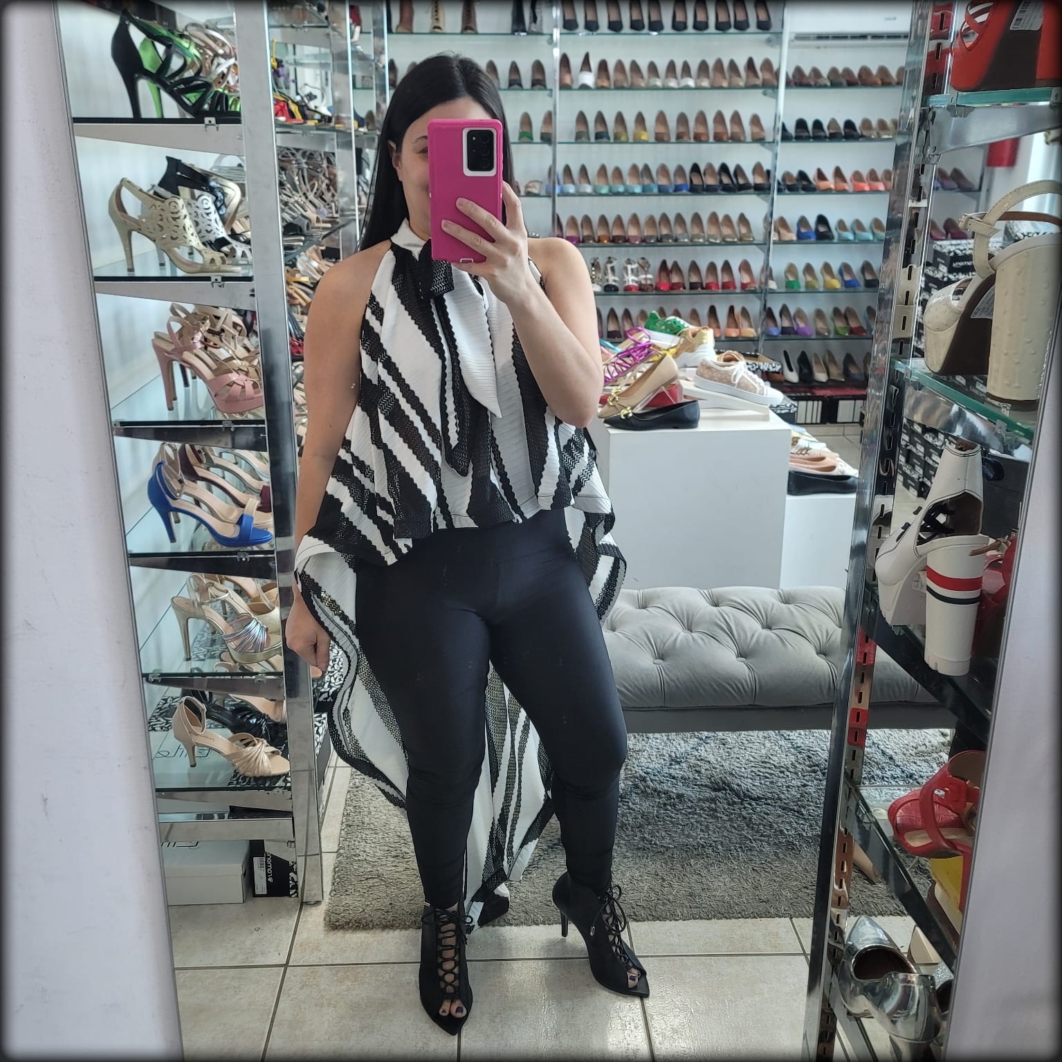 Blusa Hi Lo Rayas Blanca Negra