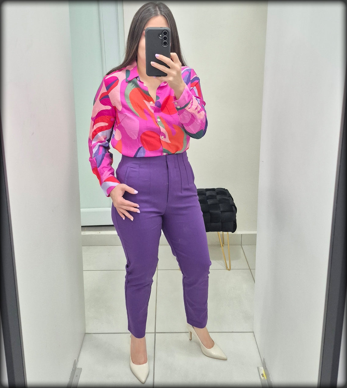 Blusa Manga Larga Estampado Rosa 80% Viscosa 20% Polyamide