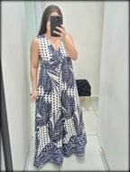 Jumpsuit Made In Italy 100% Lino Estampado
