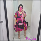 Vestido Corto Estampado Made In Italy 100% Lino