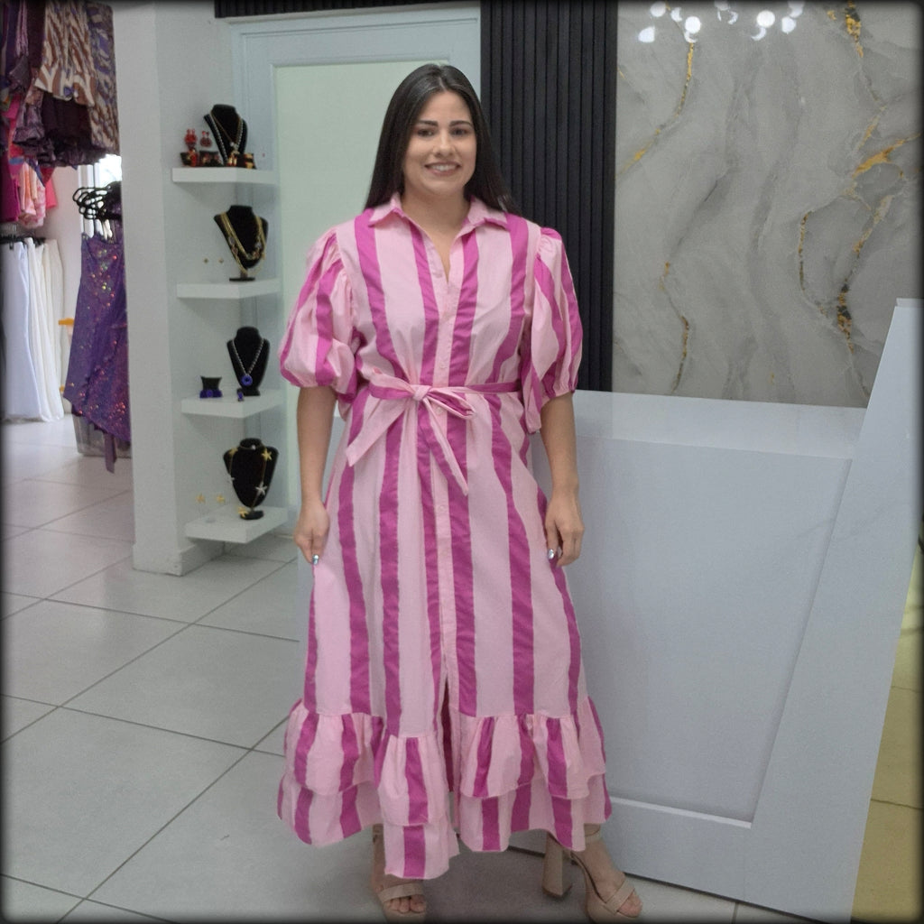 Vestido Largo Rayas Made In Italy