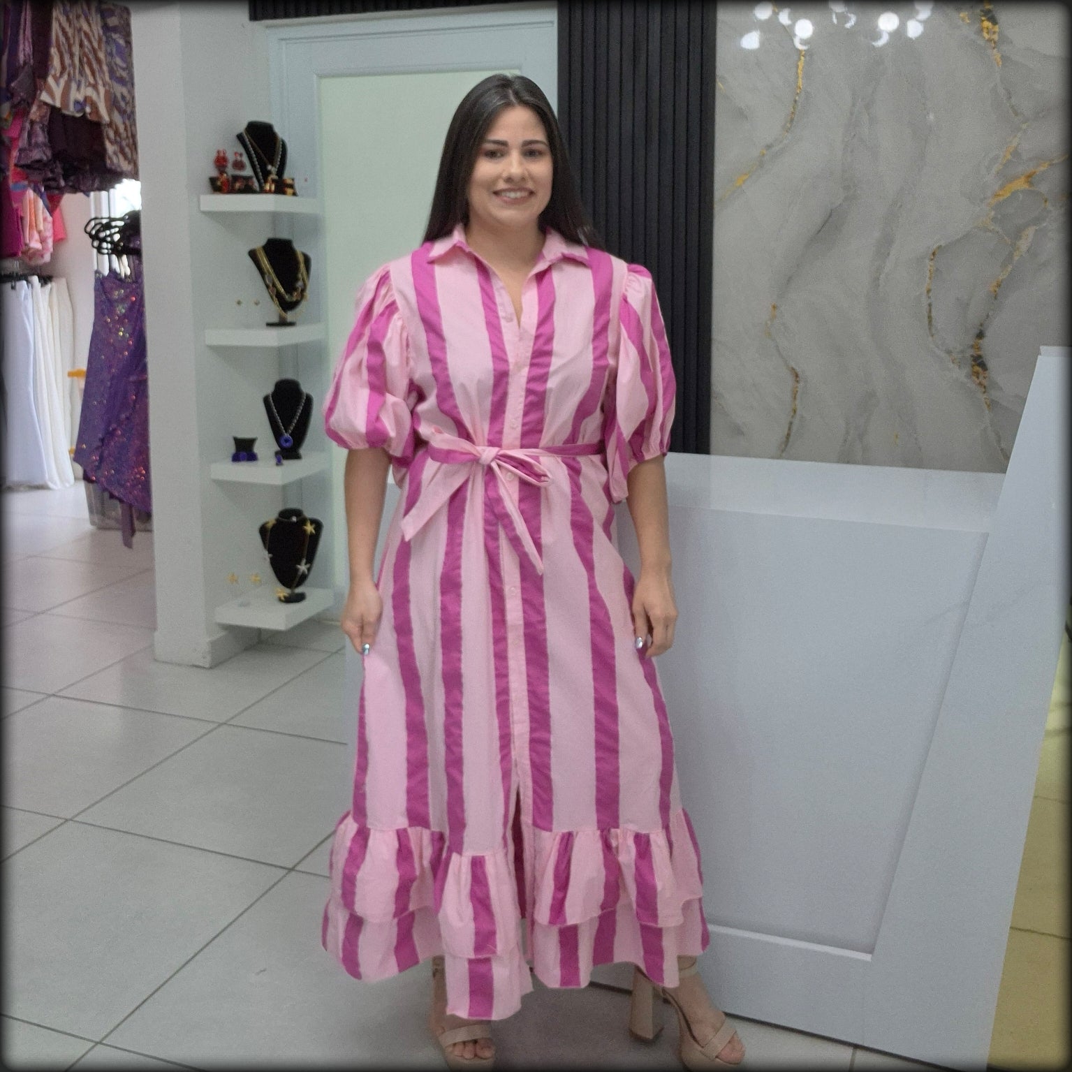 Vestido Largo Rayas Made In Italy