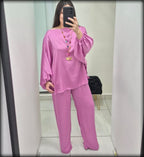 Set de Pantalon y Blusa 100% Viscosa Made In Italy