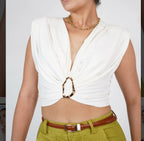 Crop Top Hebilla Made In Italy 90% Nylon 10% Elastico