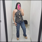 Blusa Halter Polka Dot Negra