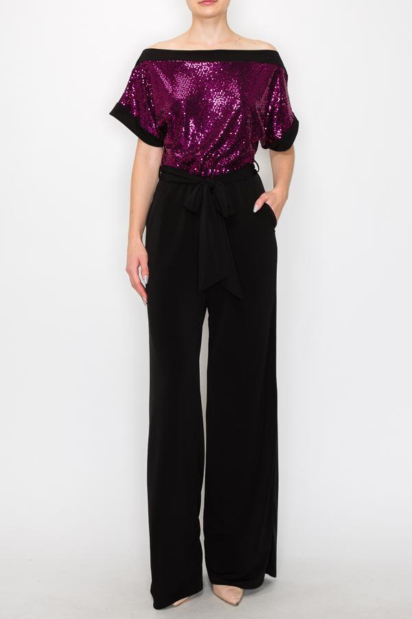 JUMPSUIT SEQUIN ASIMETRICO