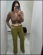 Crop Top Manga Larga Made In Italy