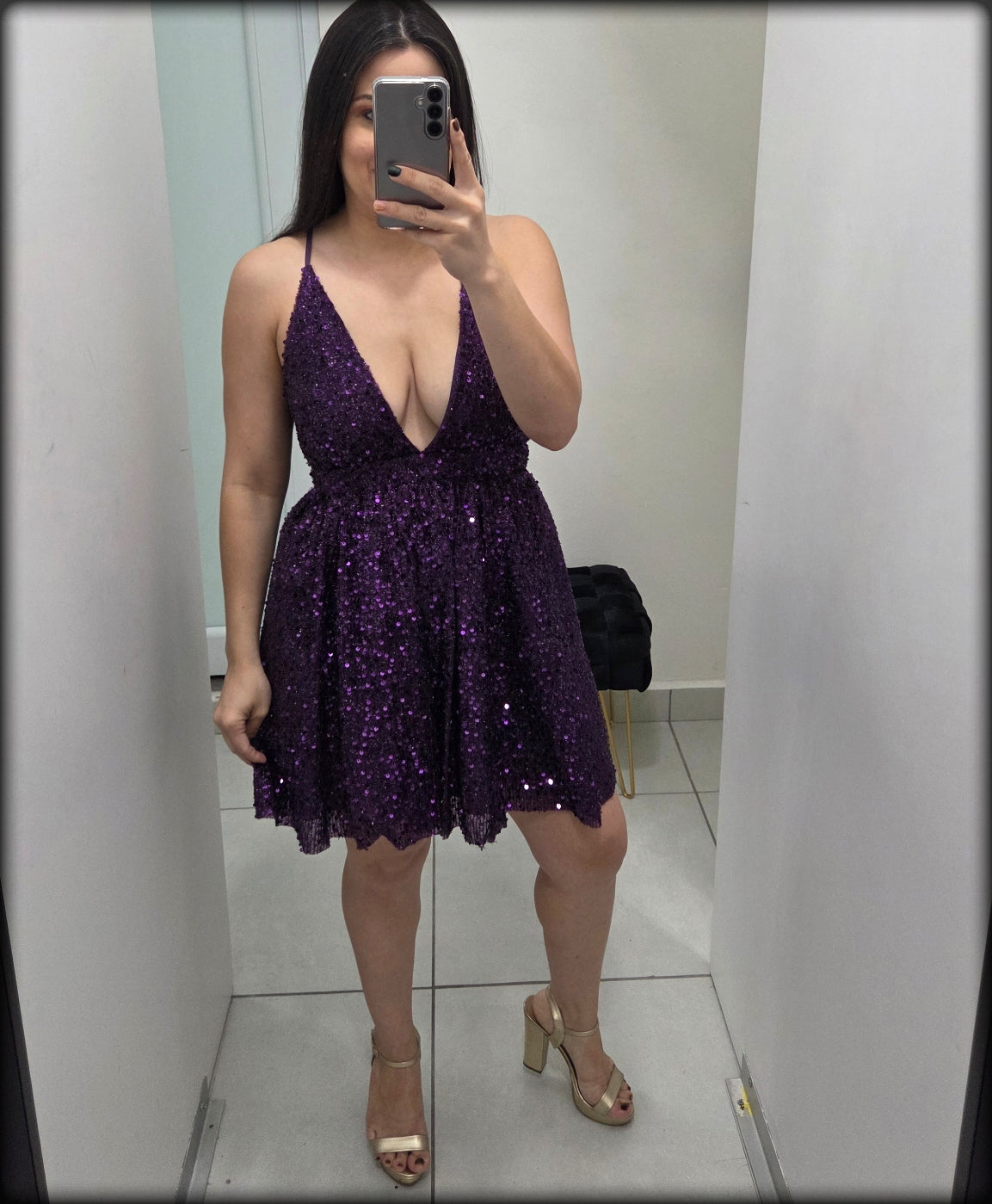 VESTIDO CORTO SEQUIN VIOLETA