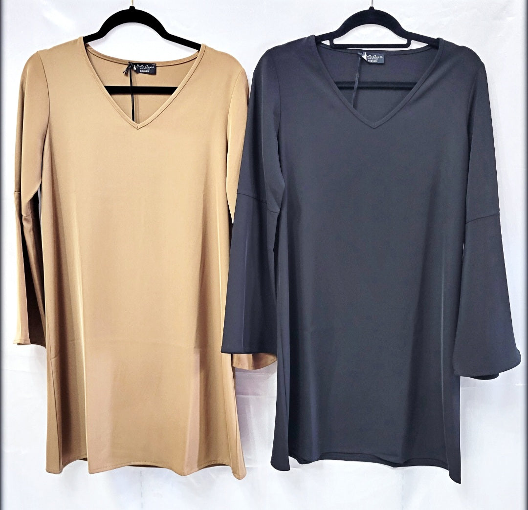 Vestido Corto Manga Larga Made In Italy 95% Polyerter 5% Elastane