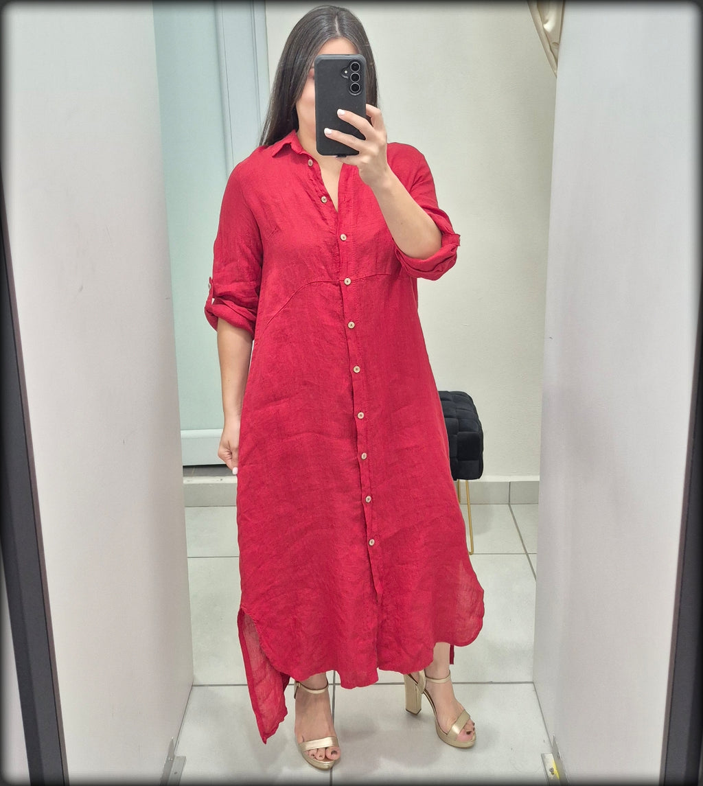 Vestido Largo 100% Lino Onesize Made in Italy
