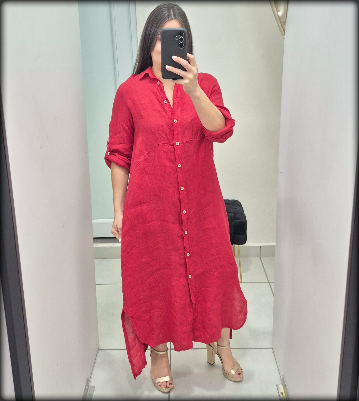 Vestido Largo 100% Lino Onesize Made in Italy