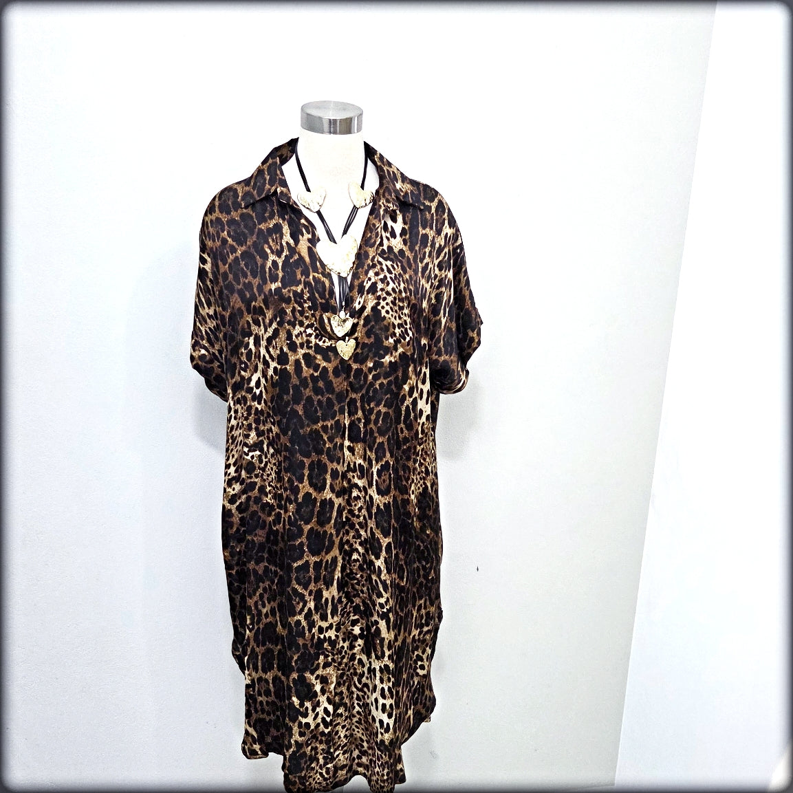 Vestido Largo Made In Italy Animal Print 80% Viscosa 20% Seda