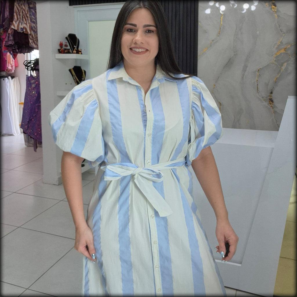 Vestido Largo Rayas Made In Italy