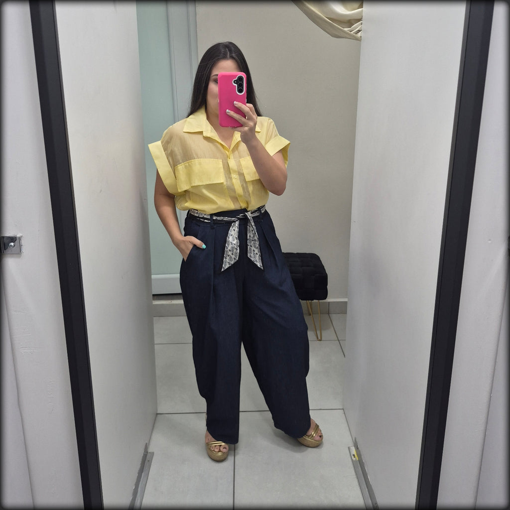 Pantalon Barrel Made In Italy 95% Algodon 5% Elastane