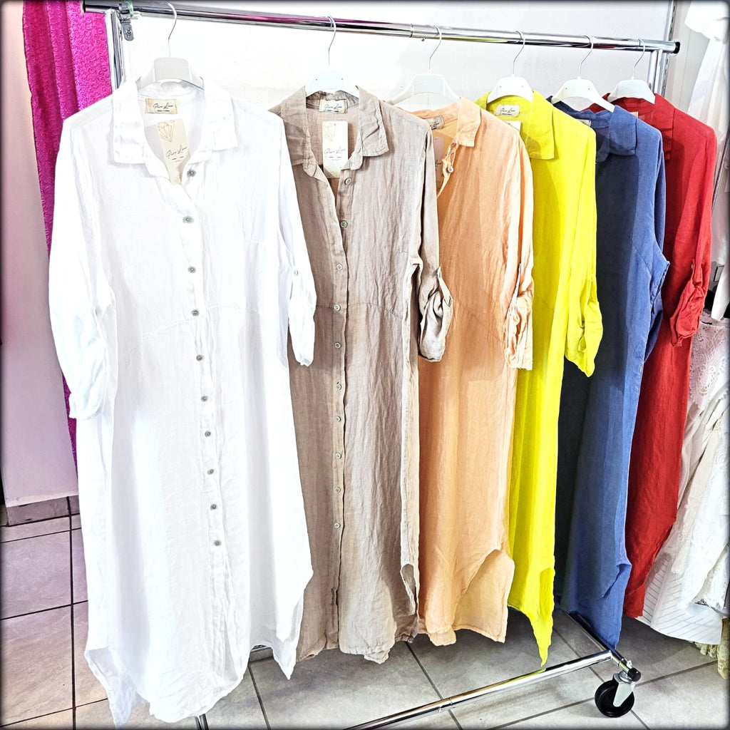 Vestido Largo 100% Lino Onesize Made in Italy